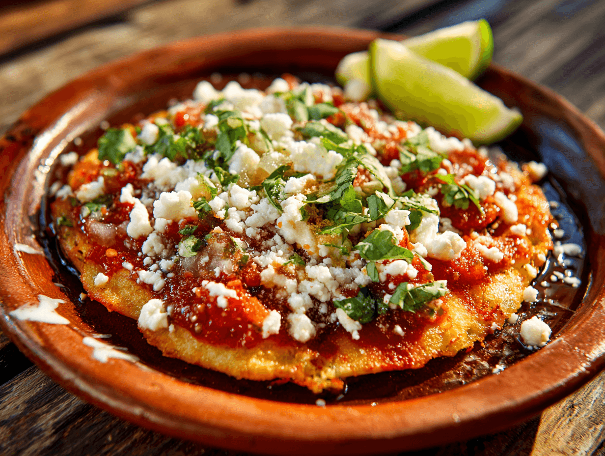 Picada veracruzana — antojito de la casa en La Macana