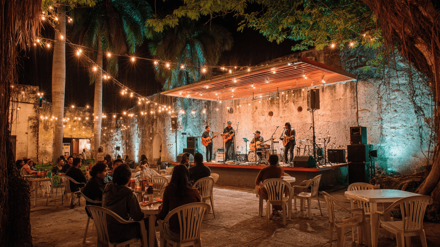 Grupo de música en vivo en La Macana — cumbia y salsa en el patio